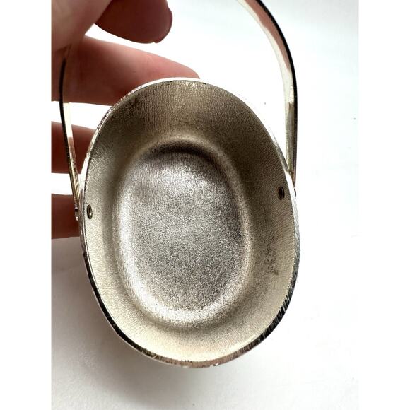 Vintage Silver Plated Basket Weave Trinket Holder Easter Made In Japan - Picture 3 of 8